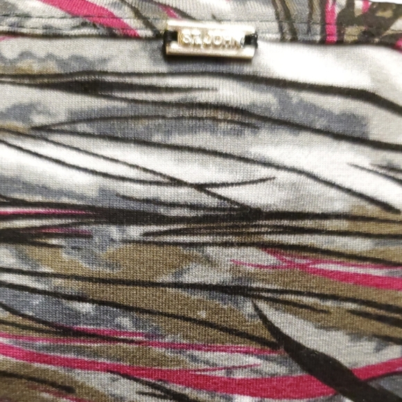 St John New With Tags Shirt, Magenta Orange Black, Silver Jewels, Size Large - Picture 5 of 9